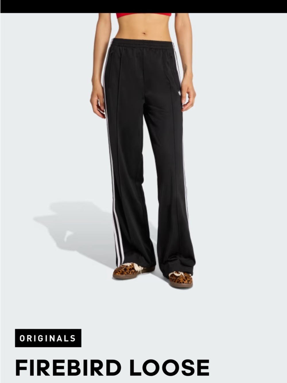 adidas Firebird Loose Track Pants in Black with White Stripes